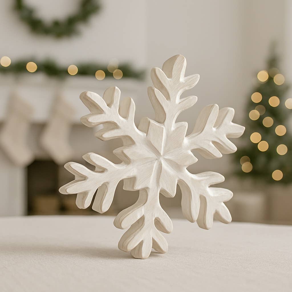 Whitewashed Wooden Snowflake 7x7in