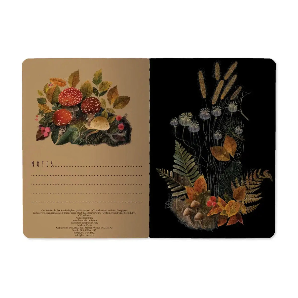 A6 Passport Notebook - Forest Mushrooms