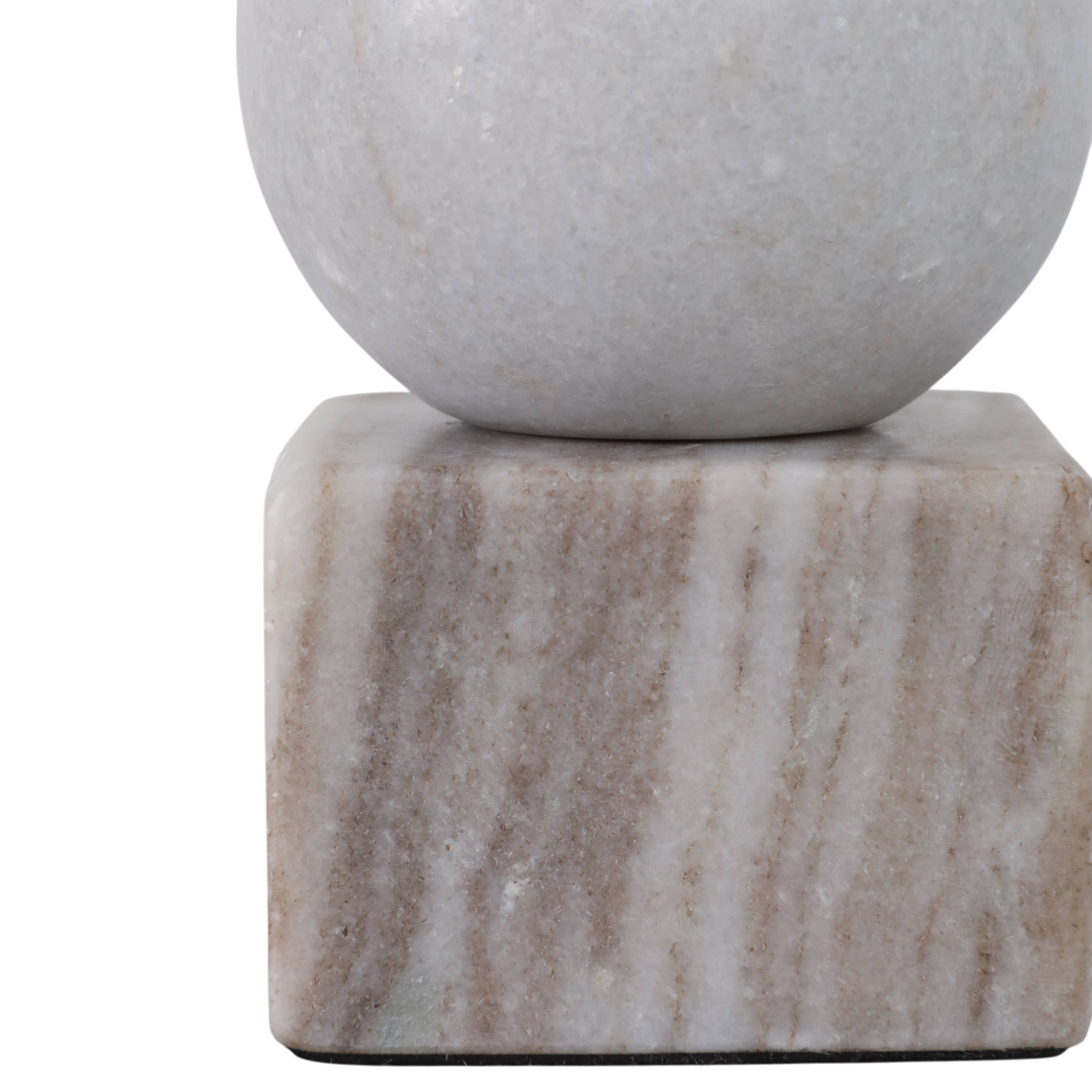 Taper Holder - Multicolor Marble Ball on Cube, 5 in.