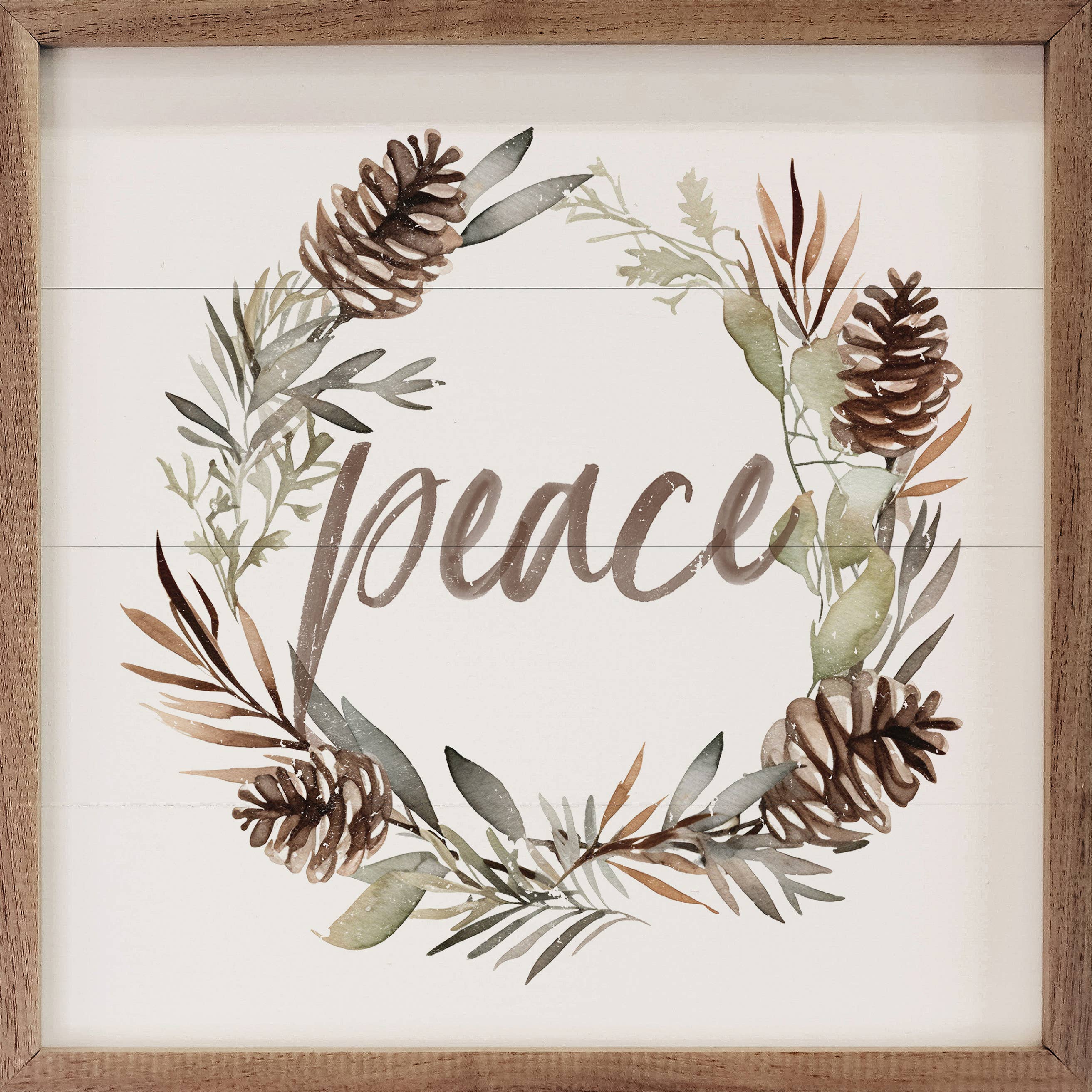 Peace Pinecone Wreath White