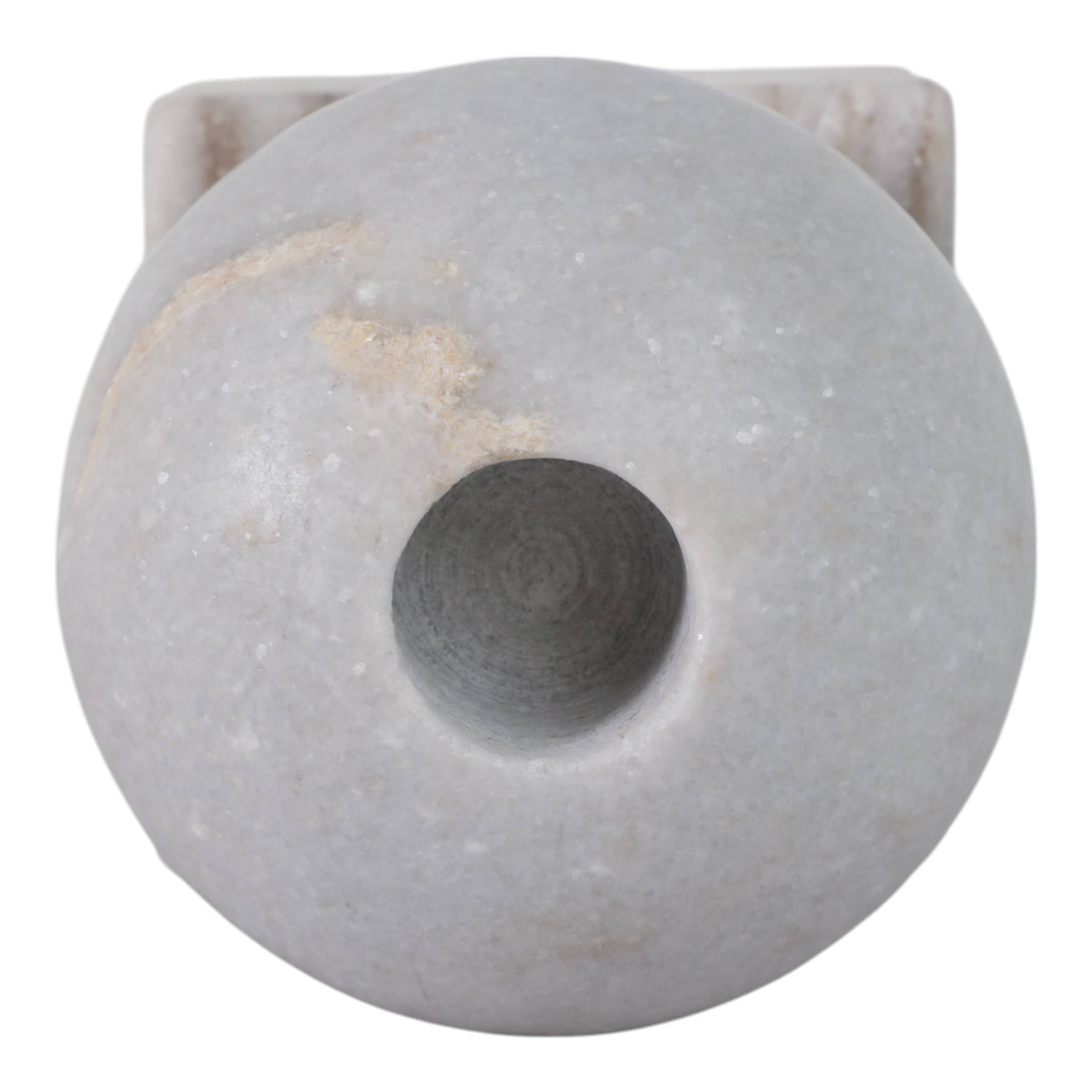 Taper Holder - Multicolor Marble Ball on Cube, 5 in.