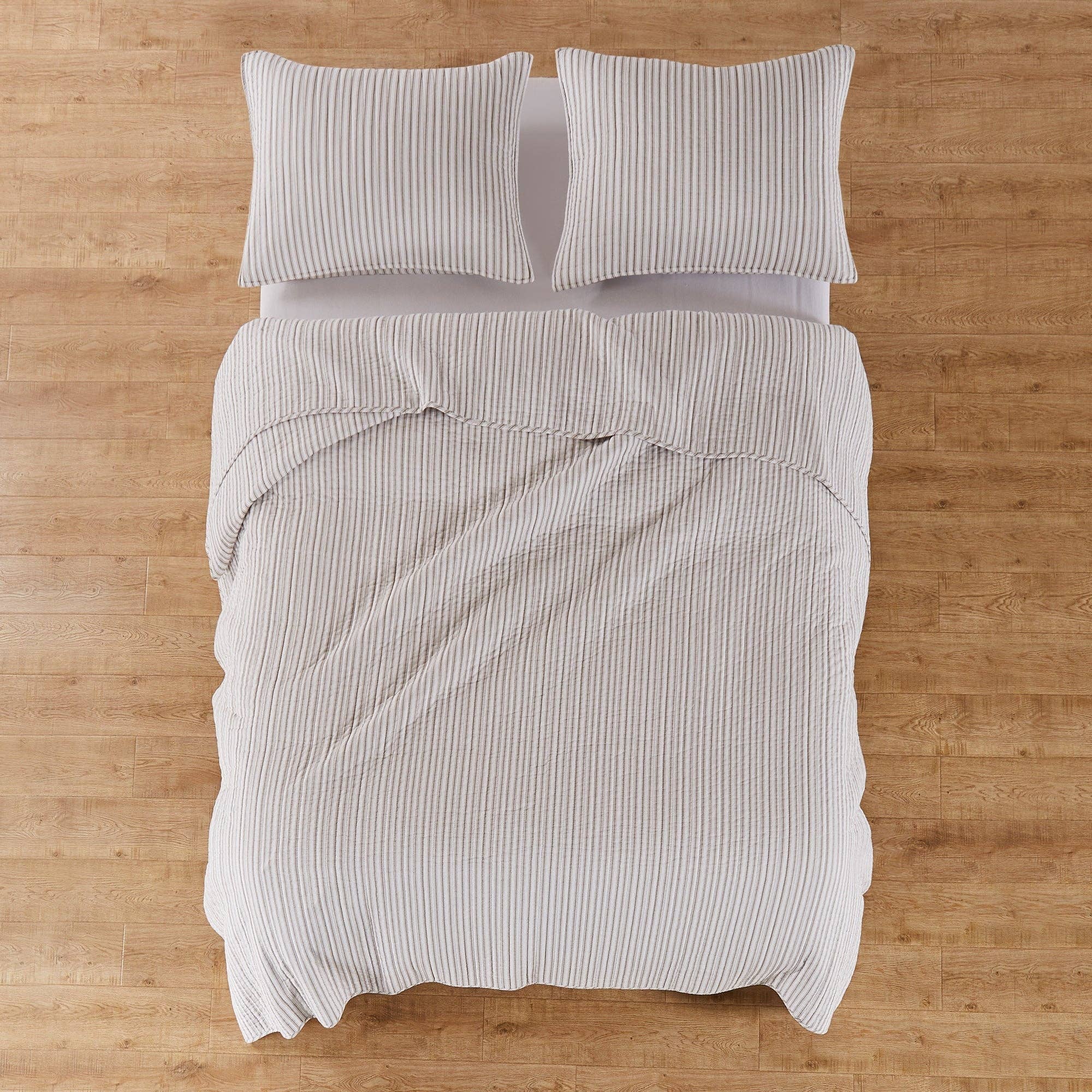 Tobago Stripe Taupe Quilt Set