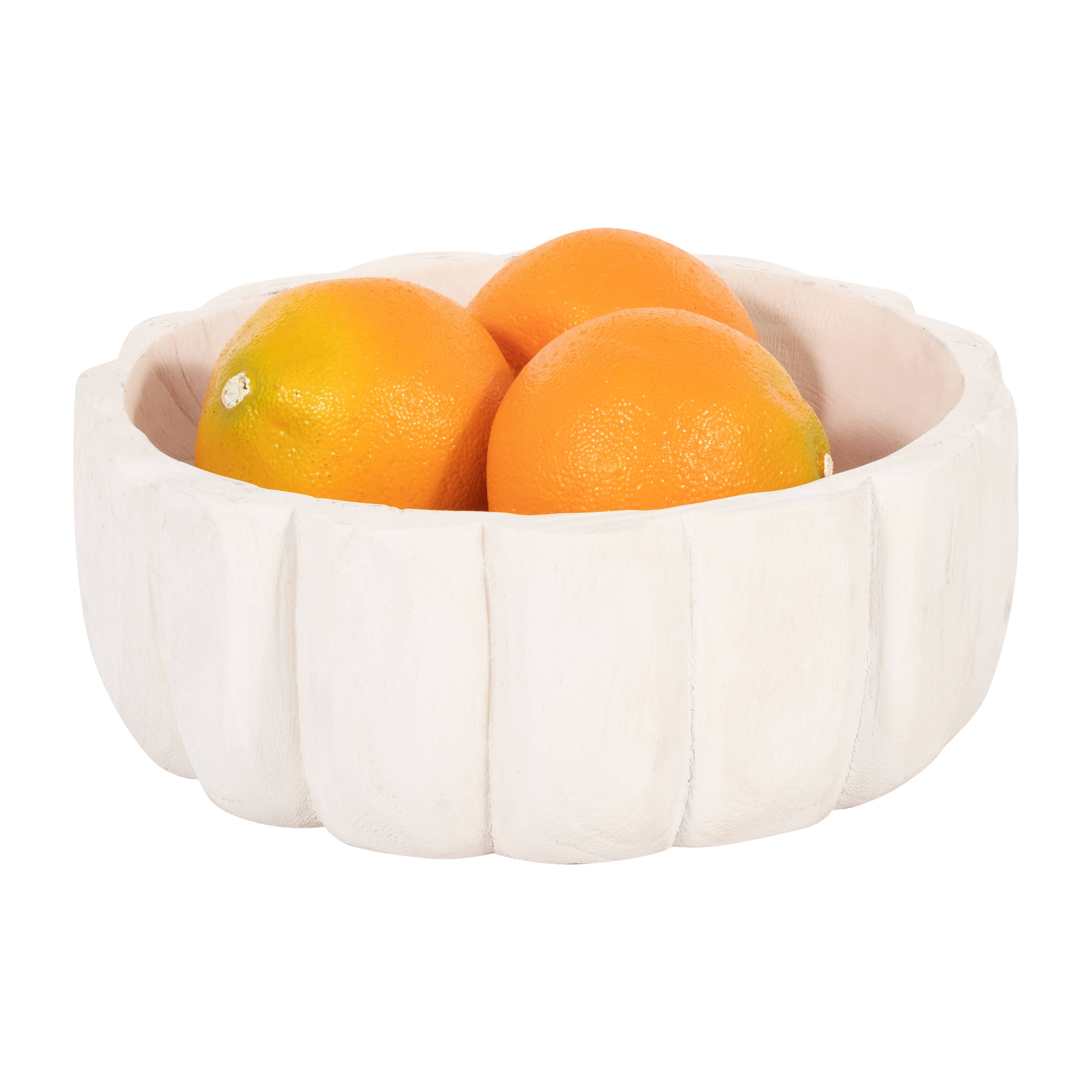 White Paulownia Wood Scalloped Bowl