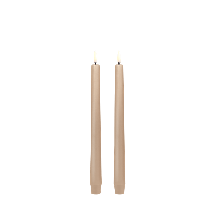 Beige LED taper candle, Smooth, 2- pack