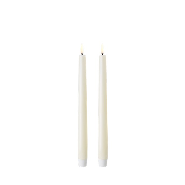 Ivory LED taper candle, Smooth, 2- pack