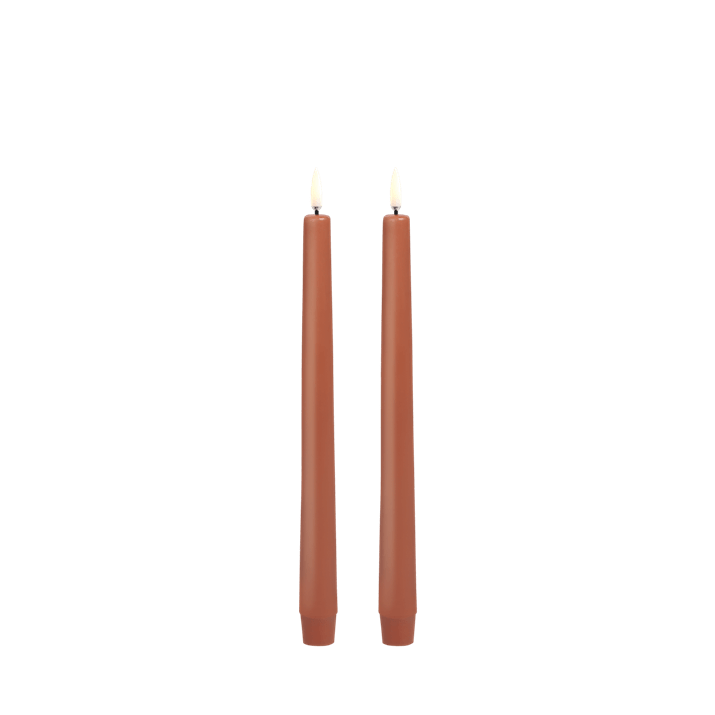 Terracotta LED taper candle, Smooth, 2- pack