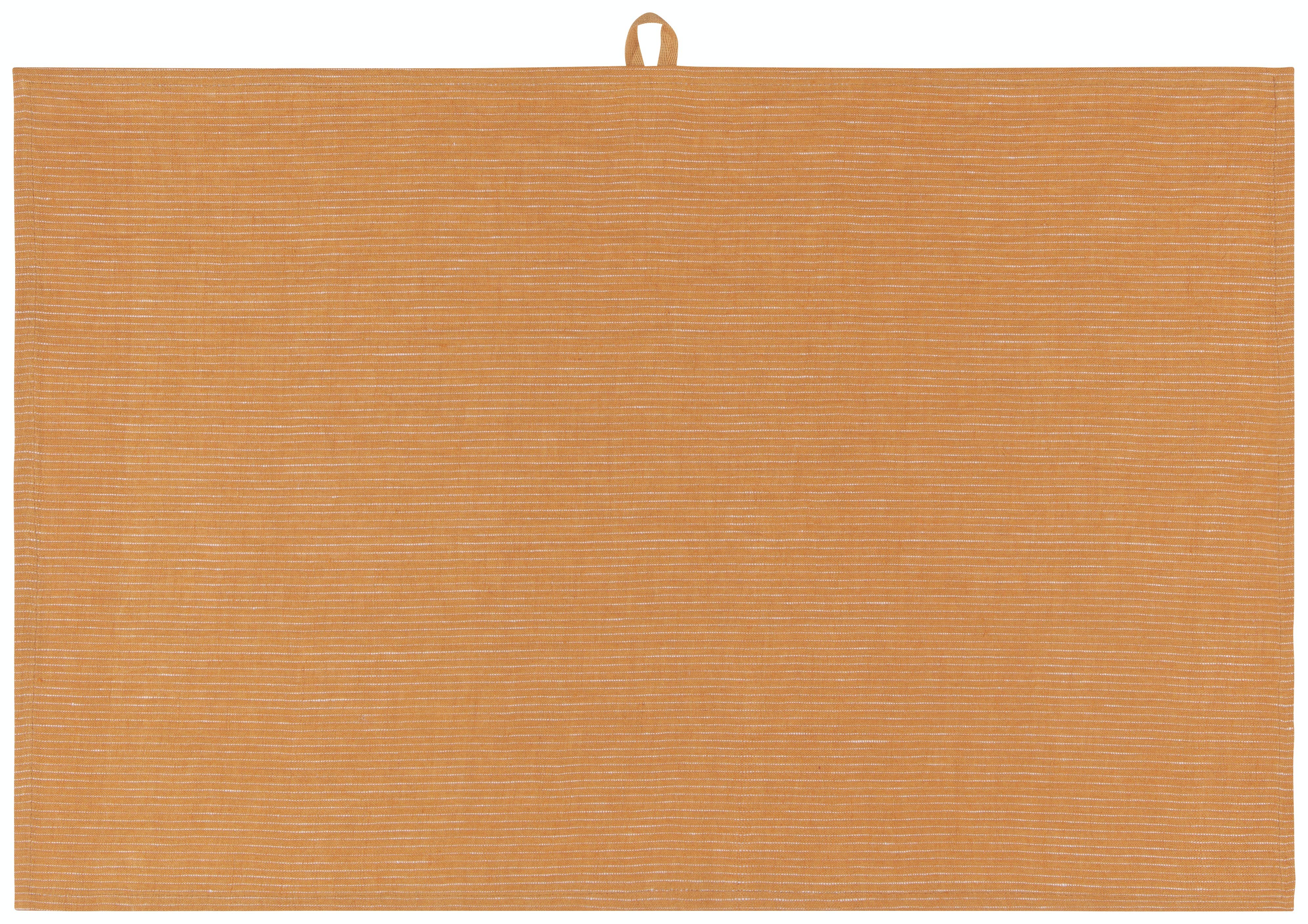 Ochre Pinstripe Linen Dishtowel