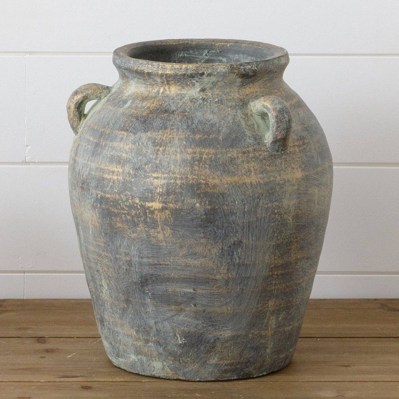 Terracotta Vase Distressed Black with Gold