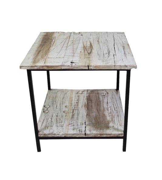 Distressed wood side table