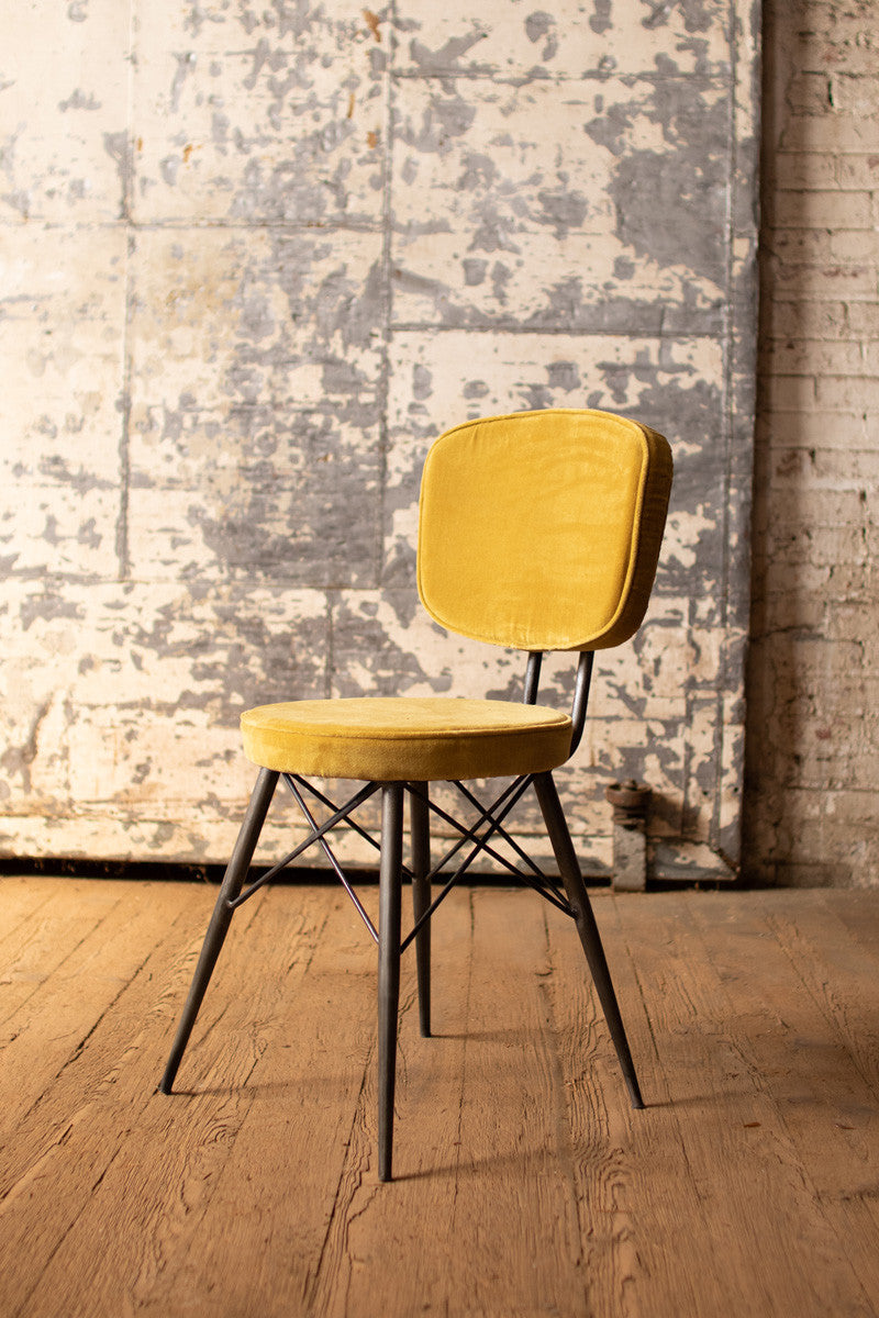 Set of 4 - velvet dining chair with iron frame \ honey