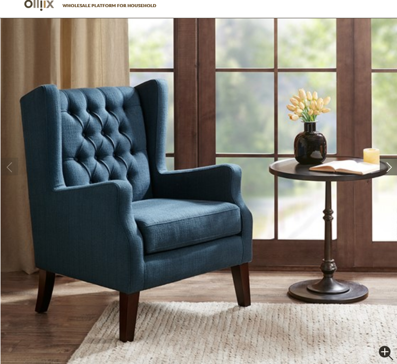 Blue button tufted wing chair - Lancaster furniture