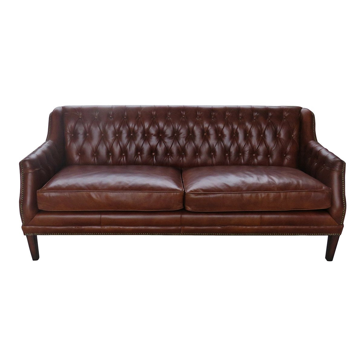 Chatsworth sofa with brown leather upholstery