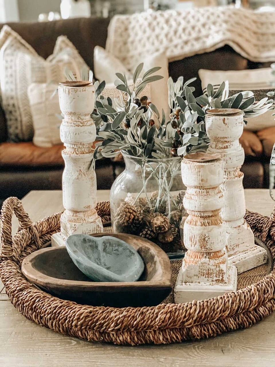 Wood Candle Holder, 3 PC Set, Handmade