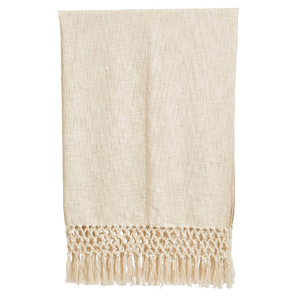Woven Cotton Slub Throw | Cream