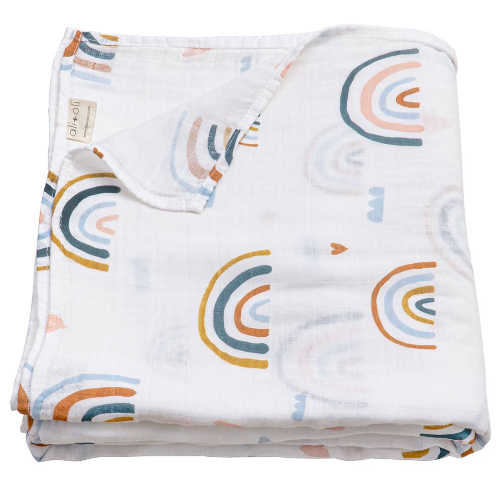 Bamboo Muslin Swaddle Blanket (Rainbow)