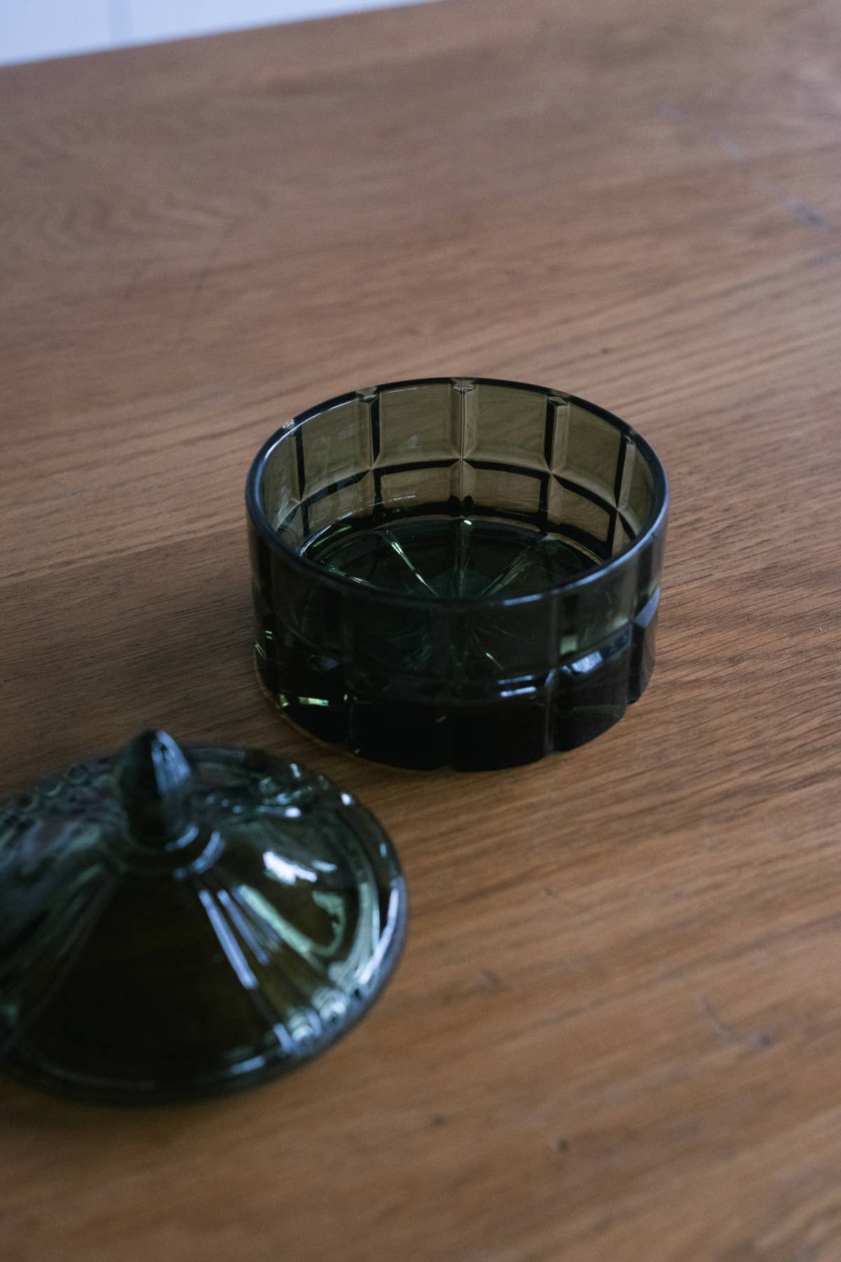 Cottage Bloom Short Green Vintage Glass Vessel