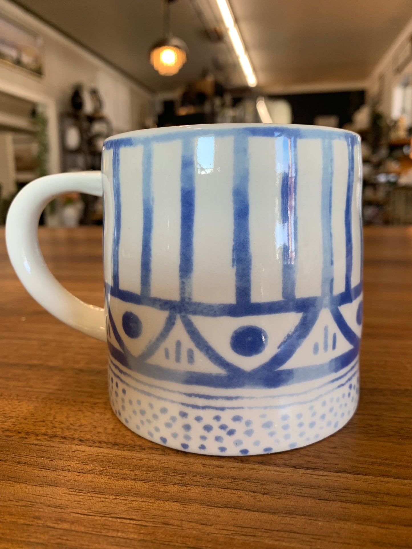 14 oz. Stoneware Mug with Tile Pattern, Blue & White, 4 Styles