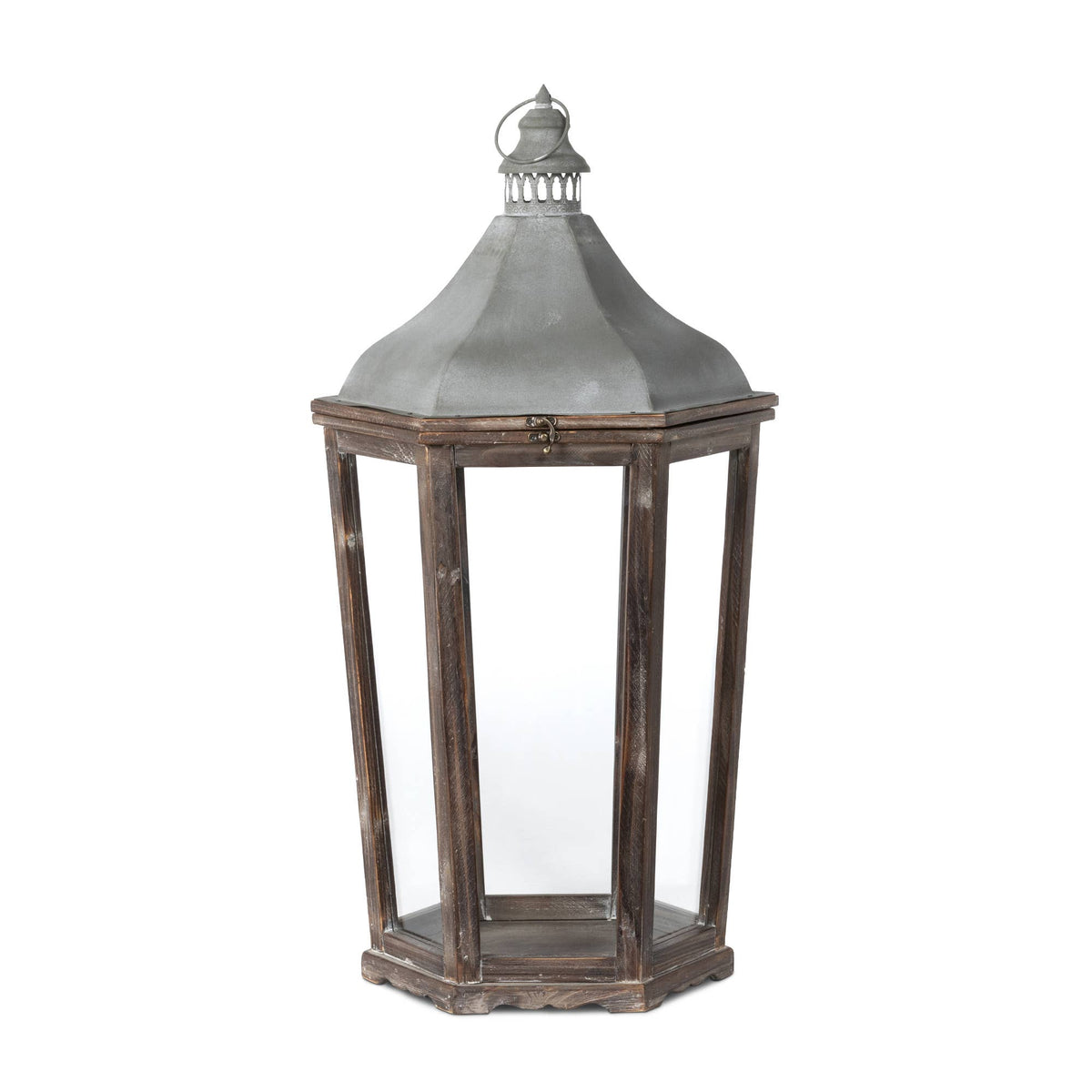 Wood & Galvanized Metal Lantern Large