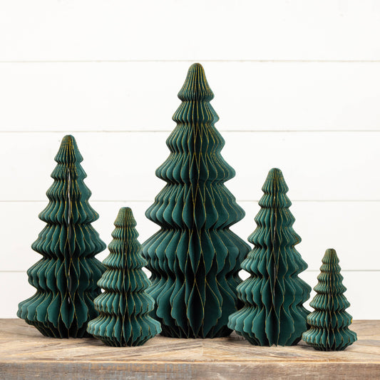 10" EMERALD GREEN W/ GOLD TRIM PAPER TREE