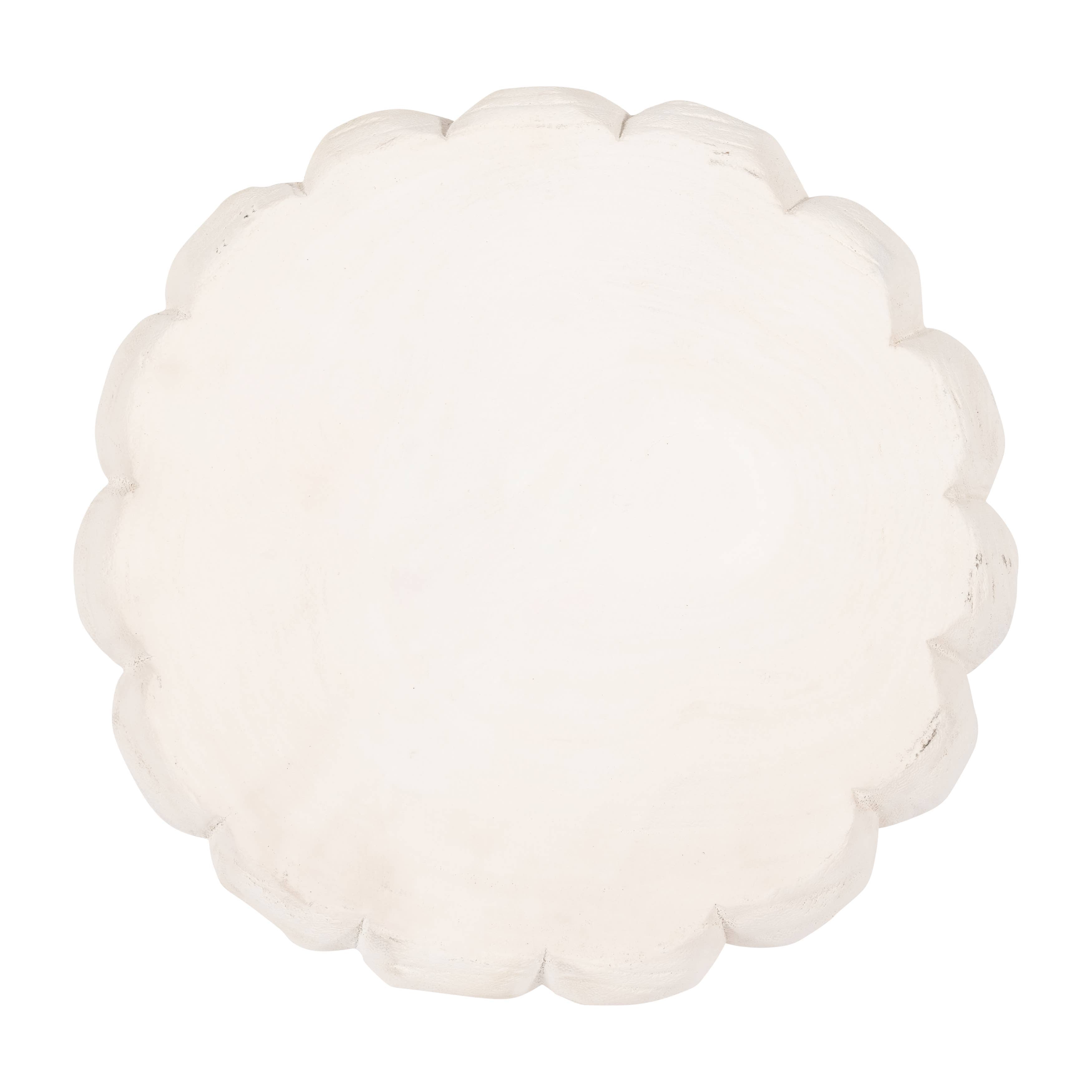White Paulownia Wood Scalloped Bowl