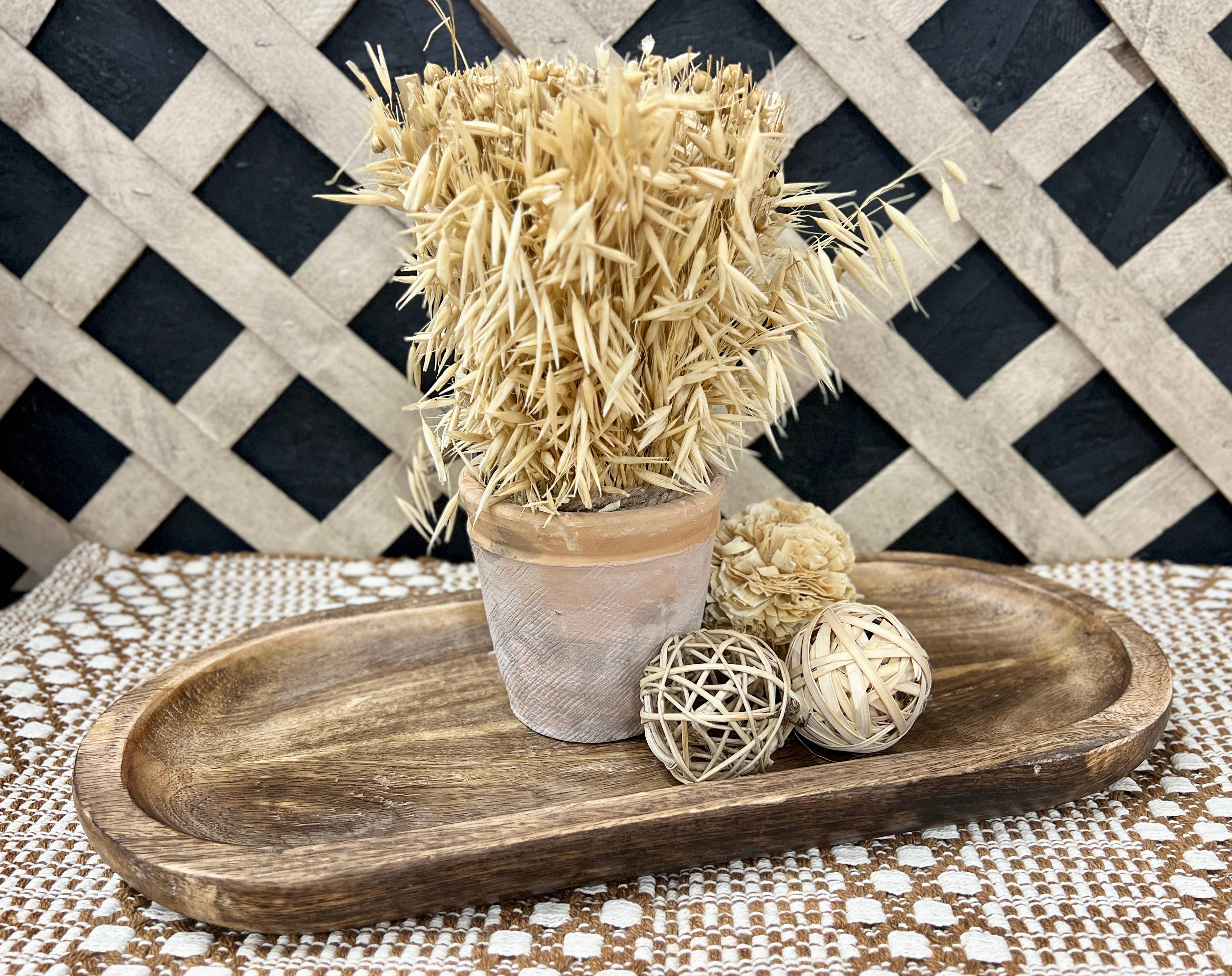 Dark Wood Oval Tray 18x8x1in