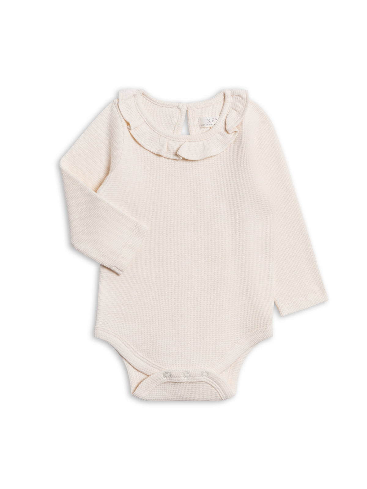 Mae Waffle Knit Ruffle Bodysuit - Ivory