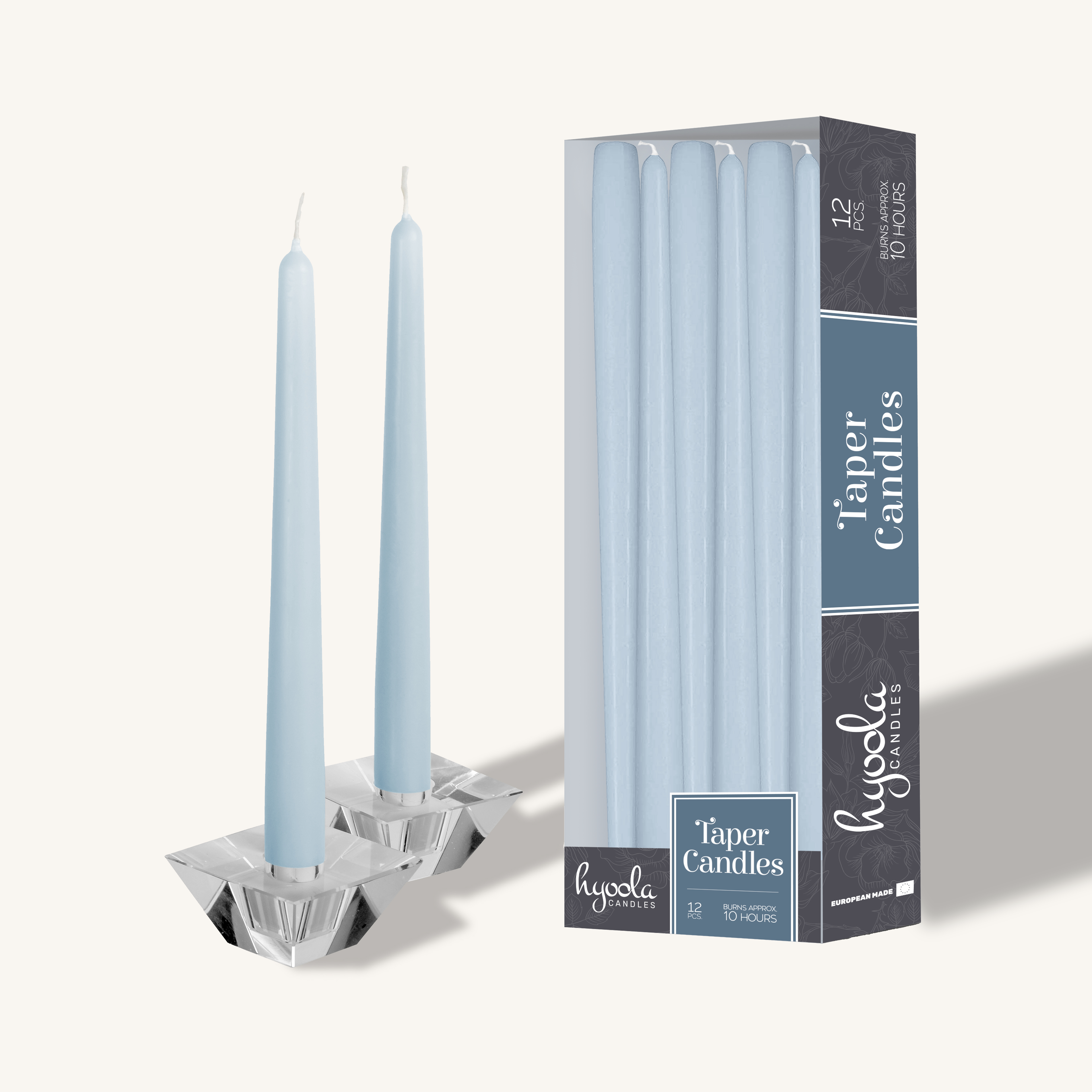 Ice Blue Taper Candles - 12 Inch - 12 Pack