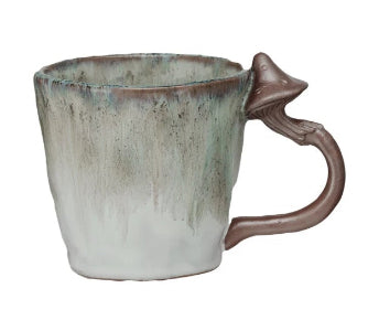 14 oz. Stoneware Mug w/ Mushroom Handle, 4 Styles