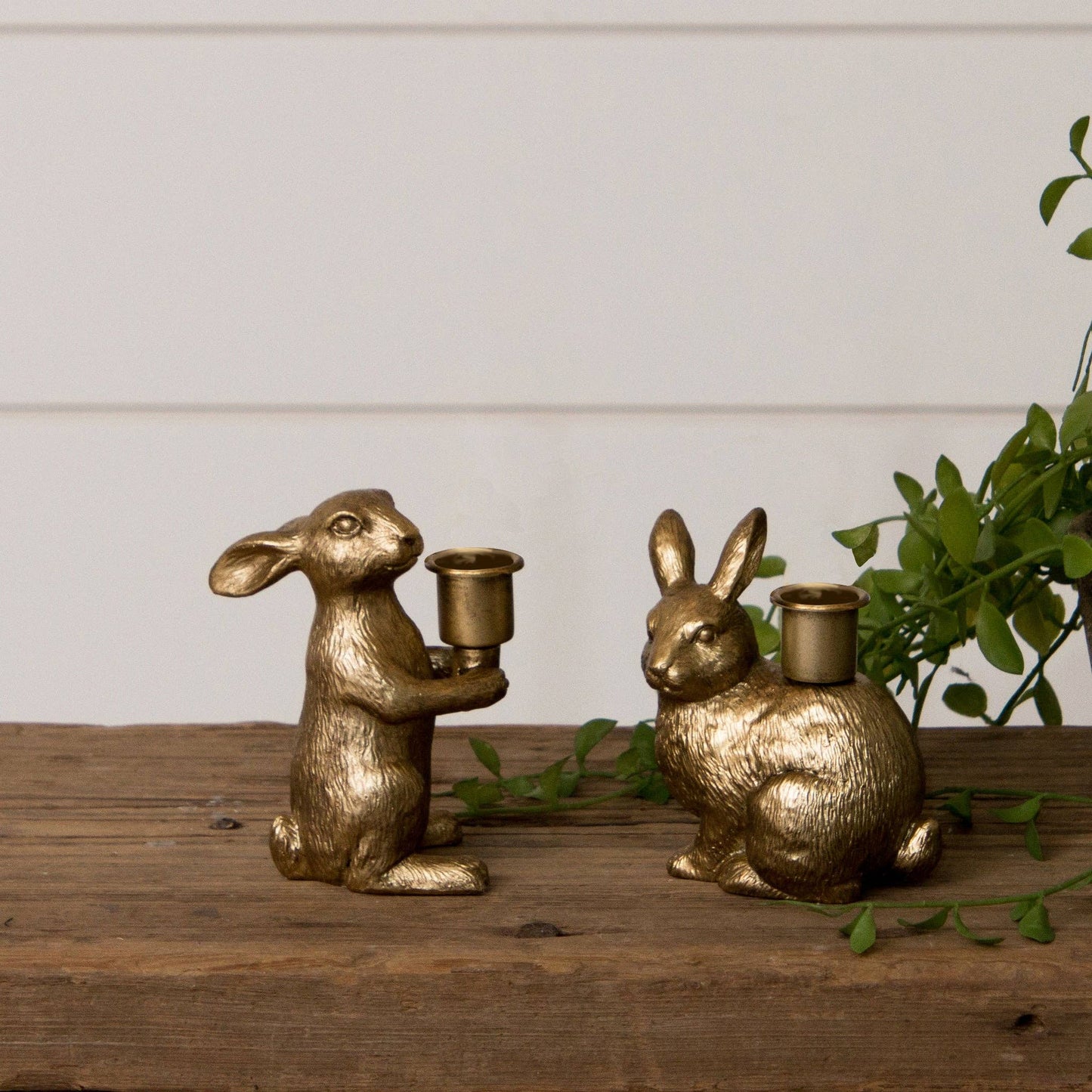 Gold Bunny Tapered Candle Holder | Sold Each