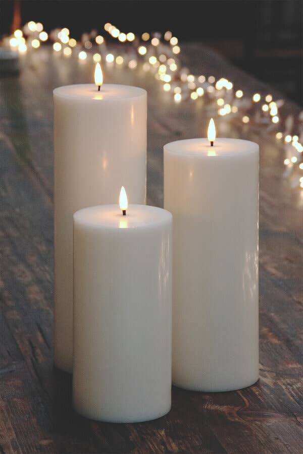 White Pillar Candles (set of 3)