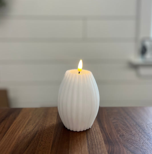 Stripe White LED Candles | 3x4