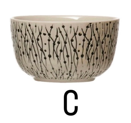 Hand-Stamped Bowl with Pattern, 4 Styles