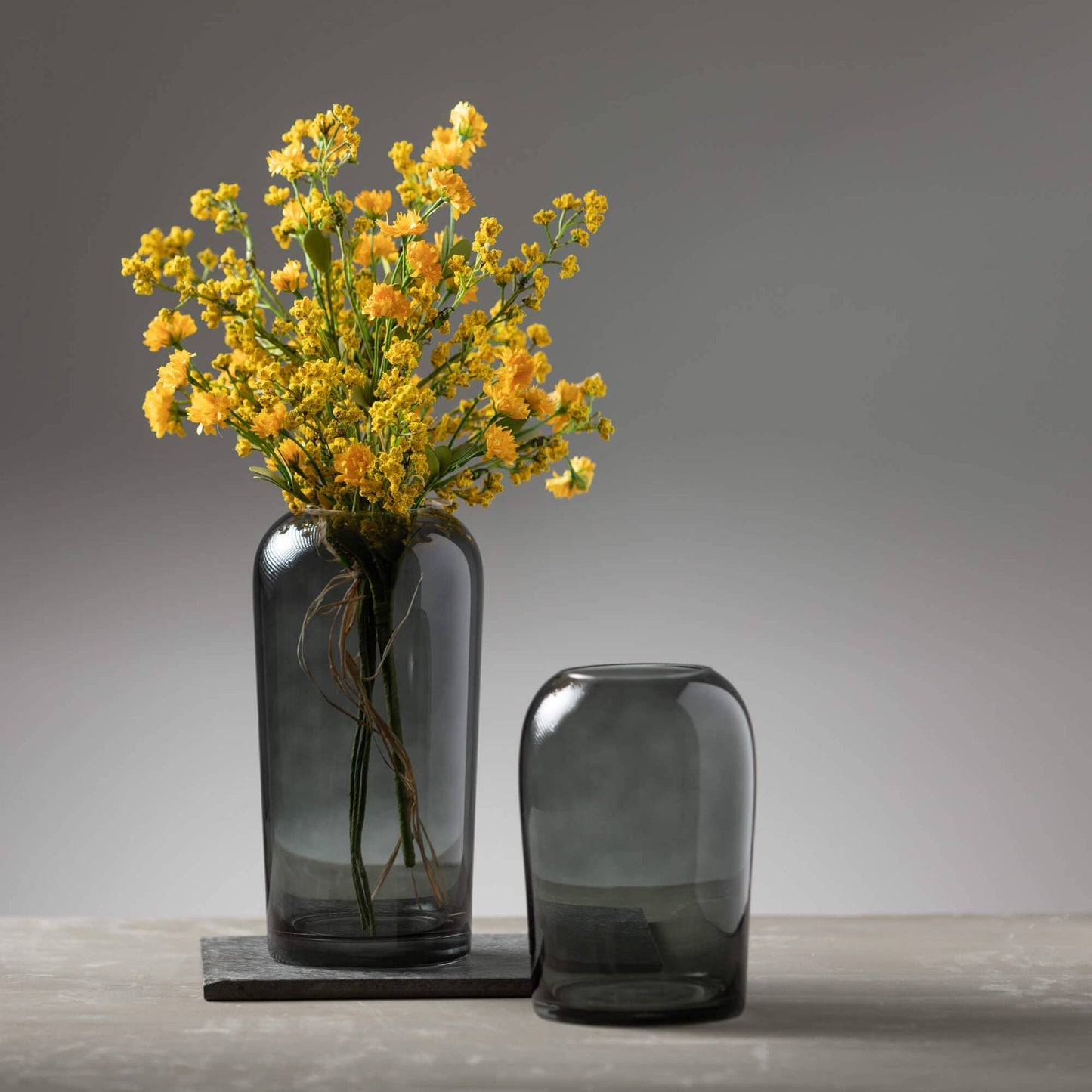 TALL SMOKY GLASS VASE