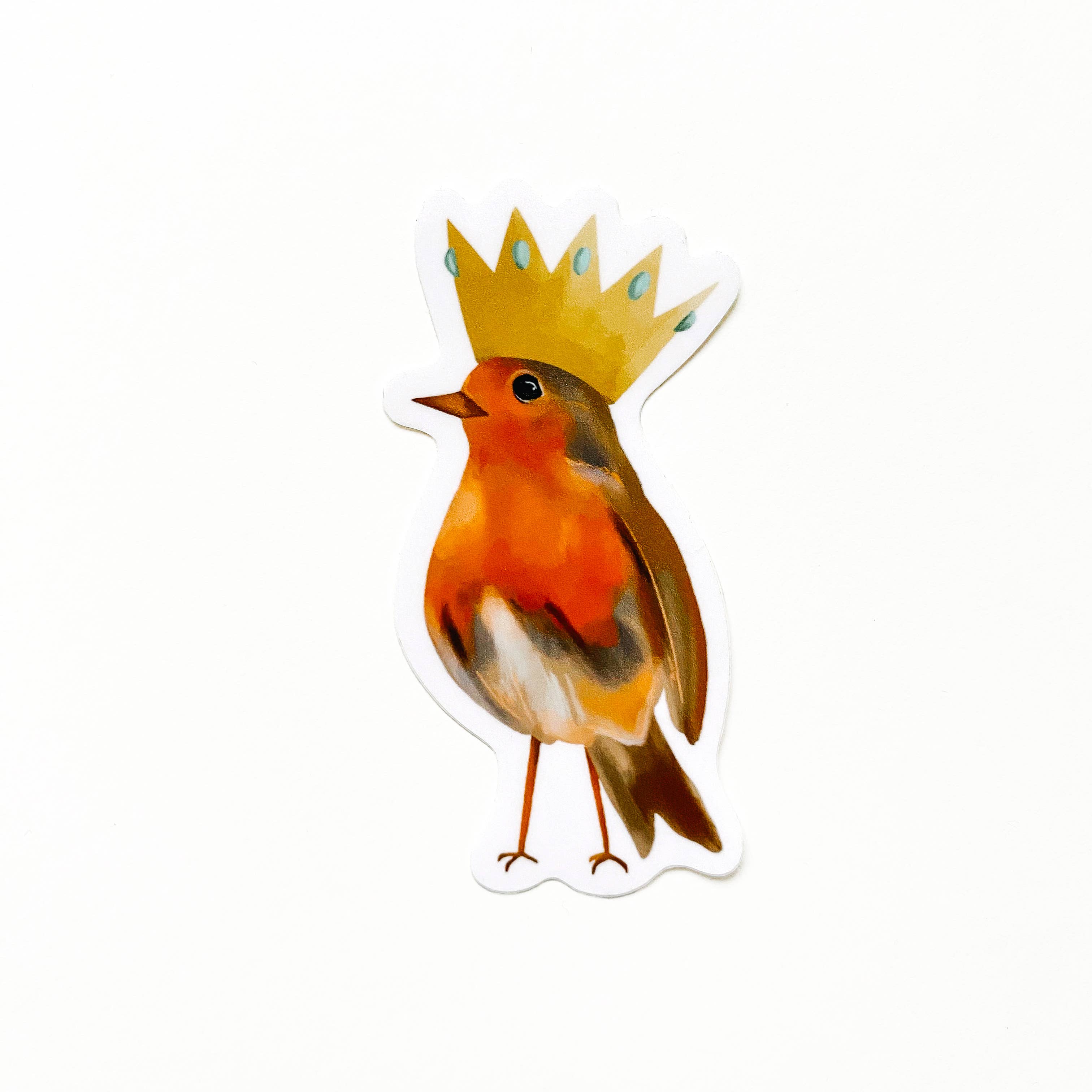 American Robin with Crown Vinyl Die-Cut Sticker