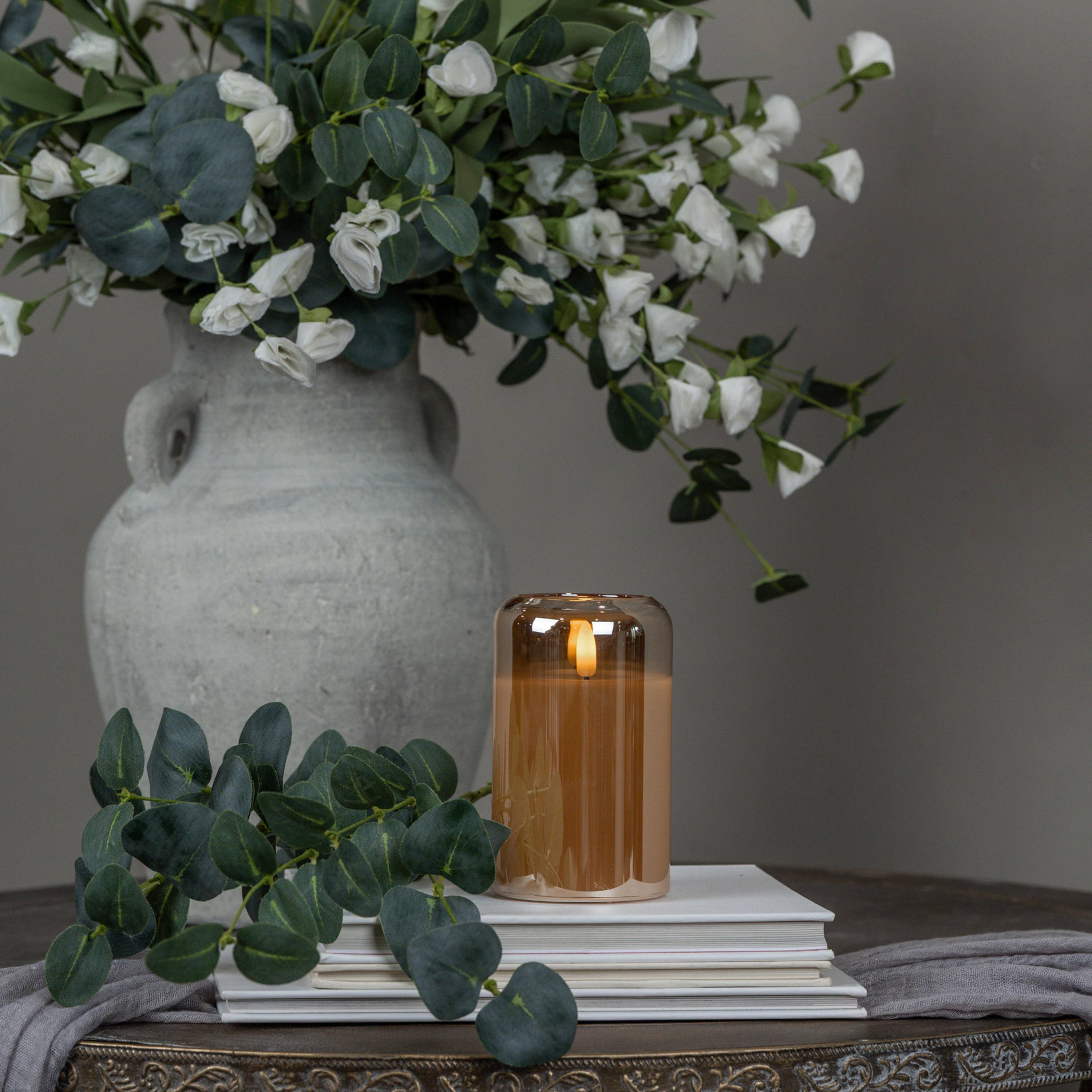 5" ARCHED CHAMPAGNE GLASS 3D FLAME CANDLE