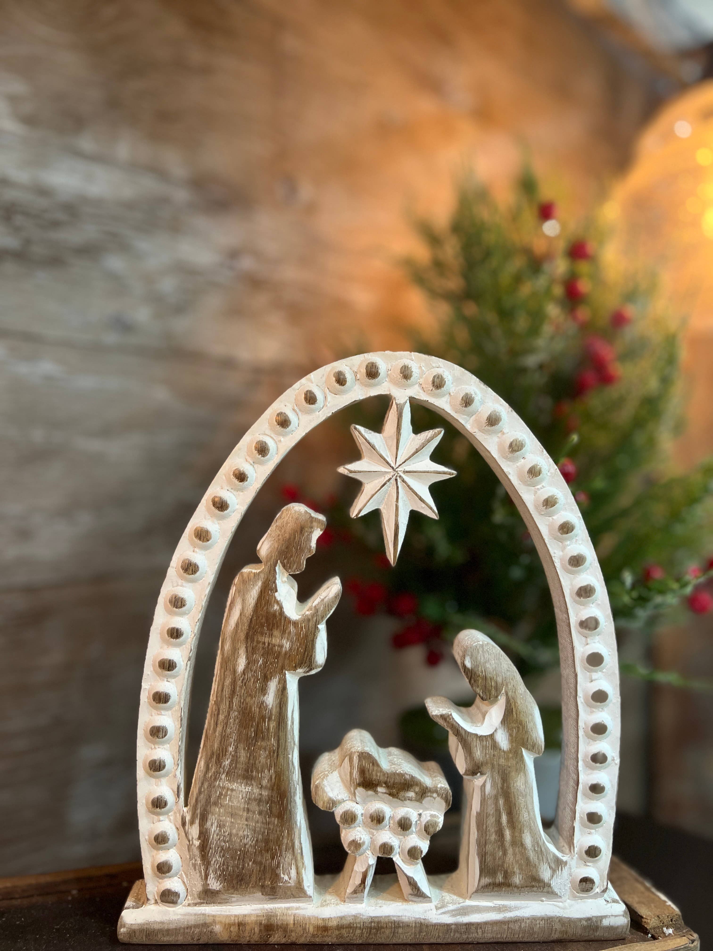 Wooden Beaded Nativity