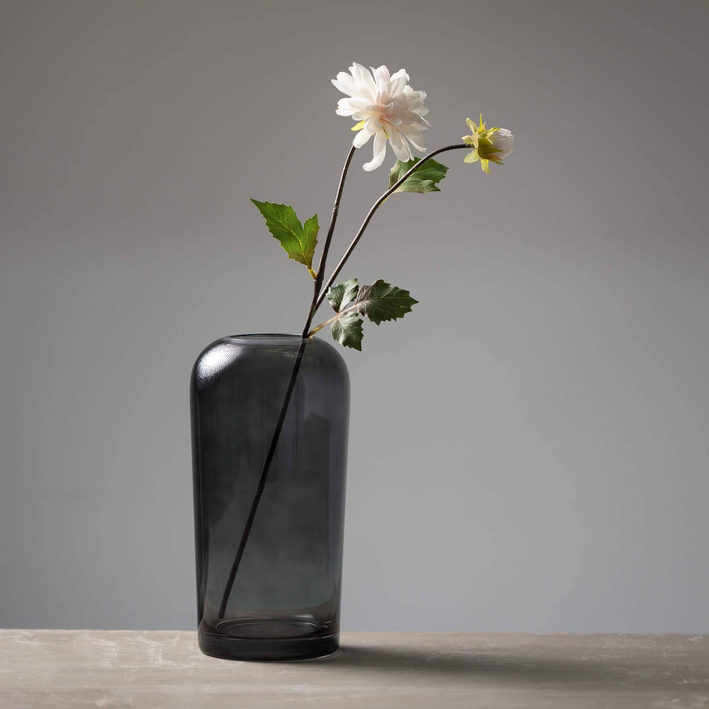 TALL SMOKY GLASS VASE