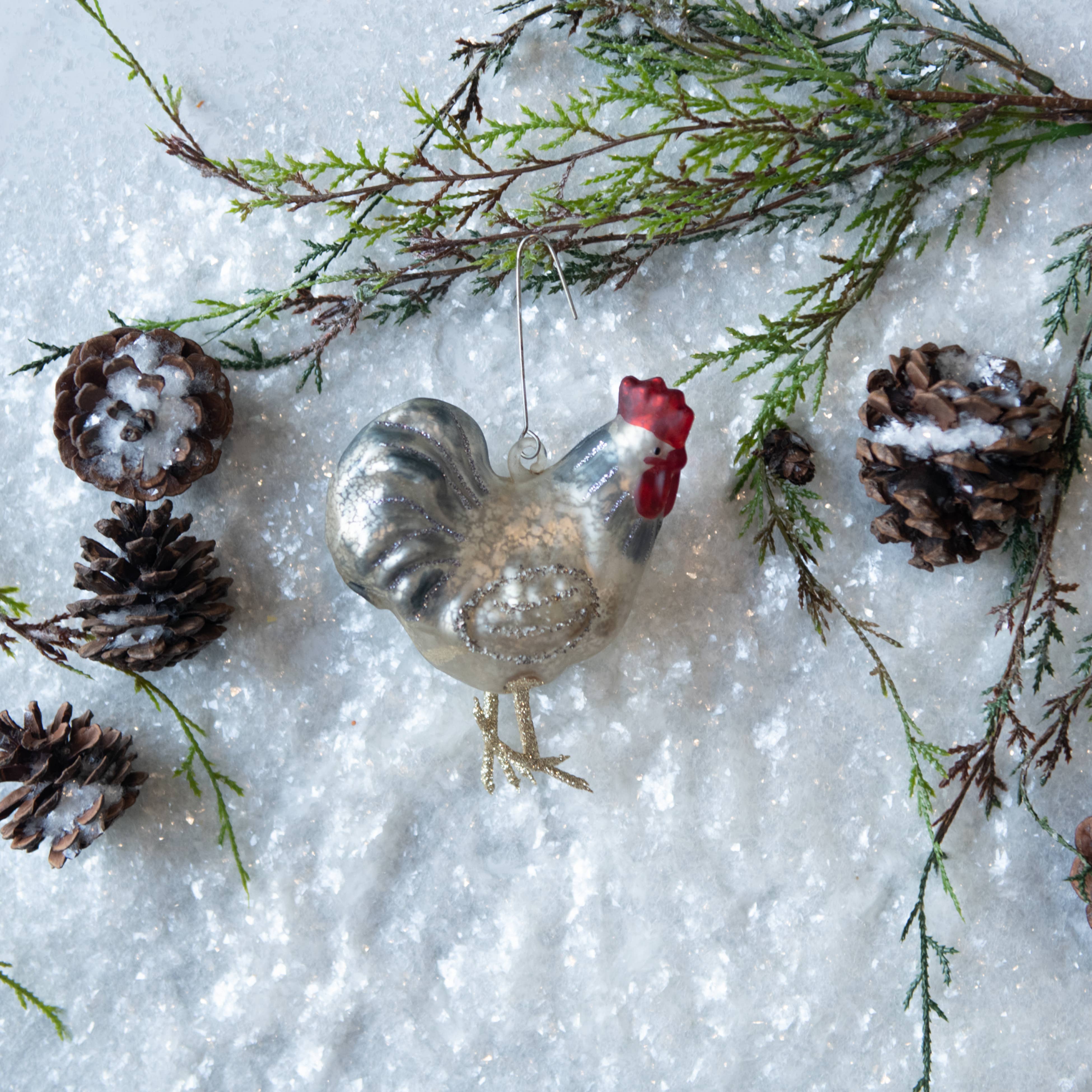 4.75" BLACK TAILED ROOSTER ORNAMENT