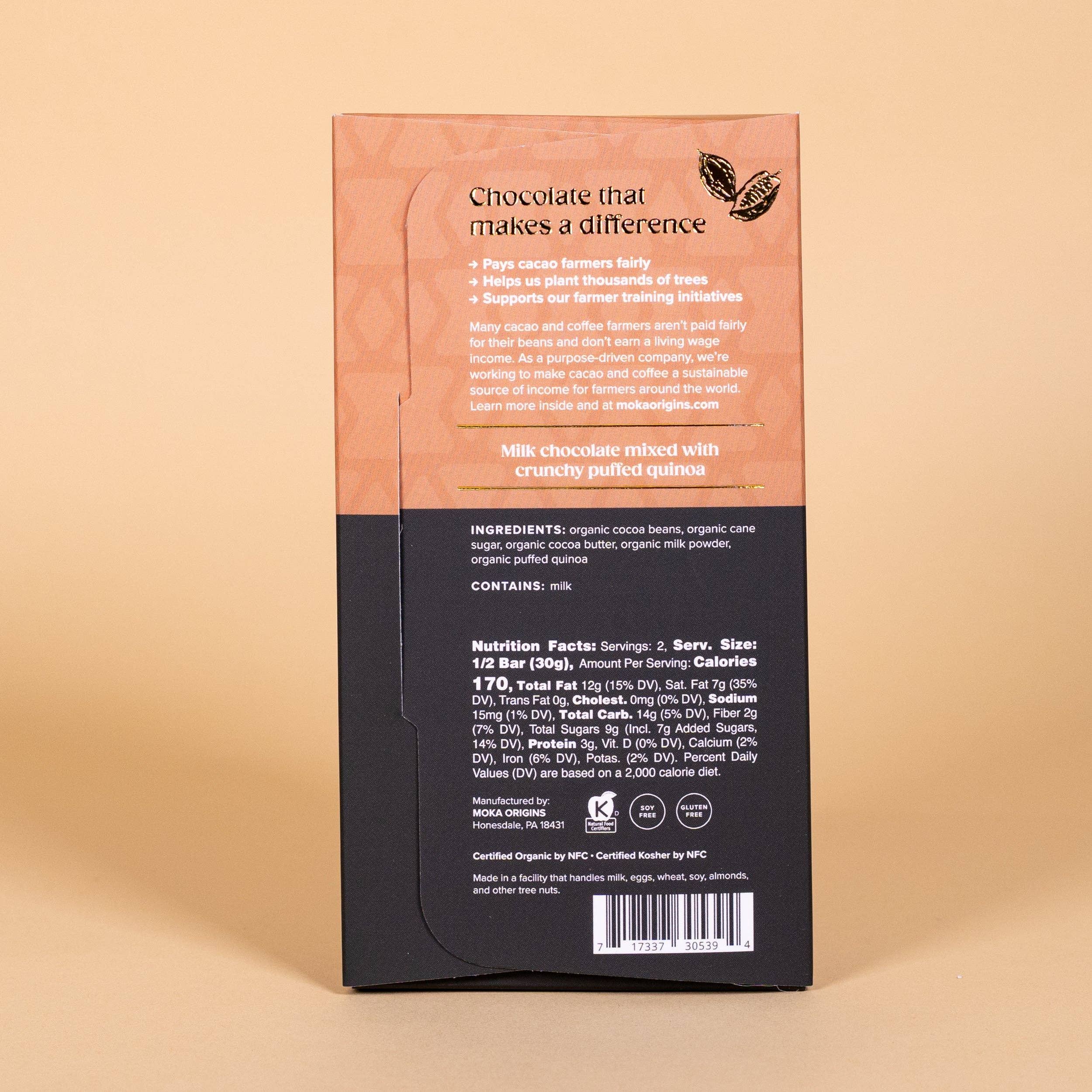 Organic Dark Milk Chocolate Bar – Quinoa Crunch