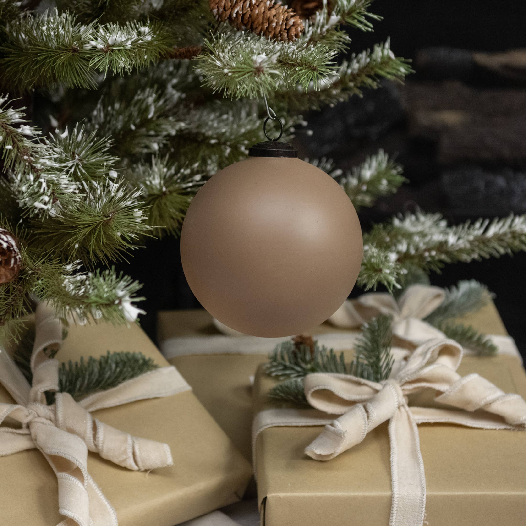 5" BEIGE KUGEL ORNAMENT