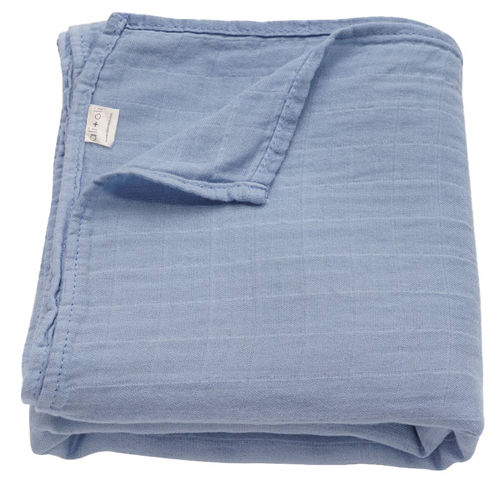 Bamboo Muslin Swaddle Blanket (Dream Blue)