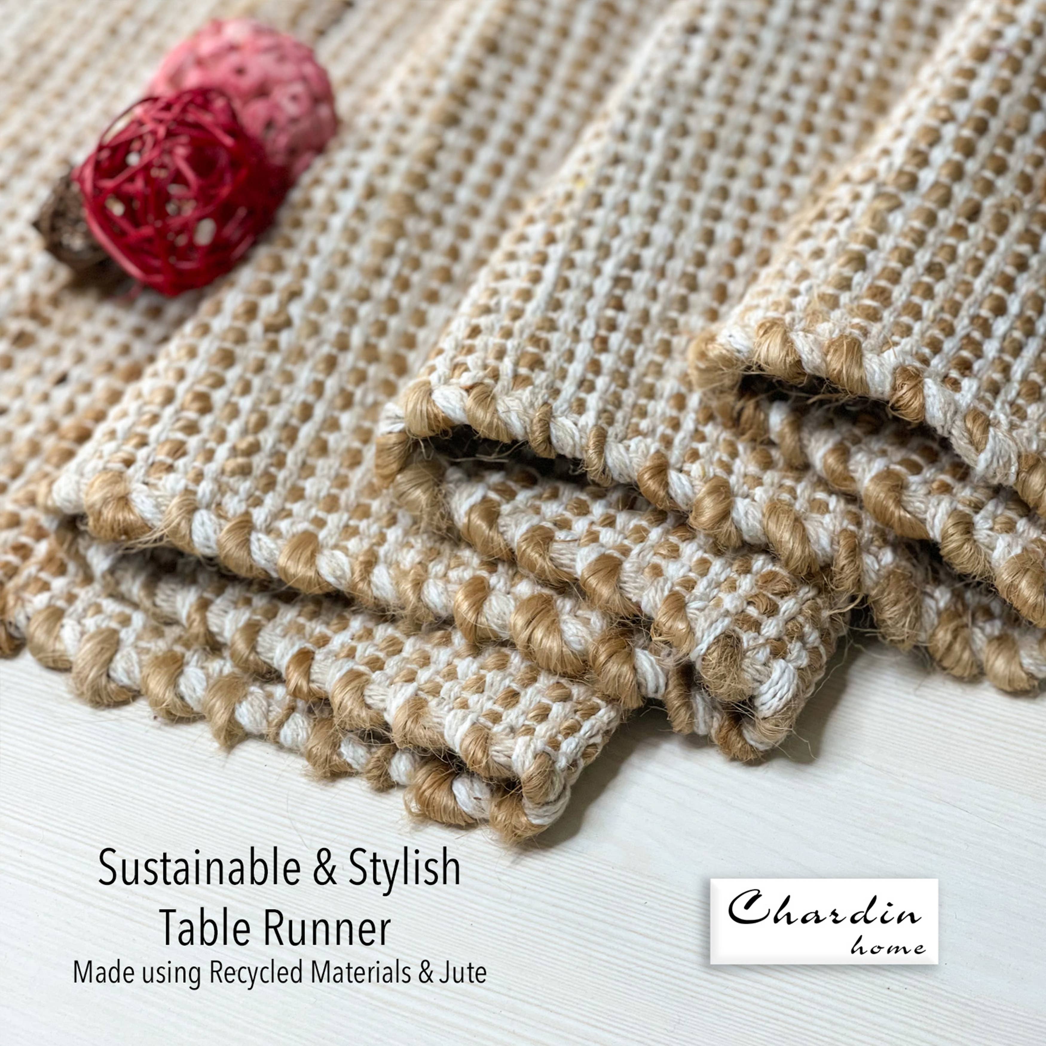 OMBRE TABLE RUNNER, NATURAL JUTE-IVORY, 13'' x 72''.