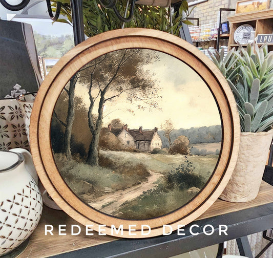 8" Round Moody Cottage Art