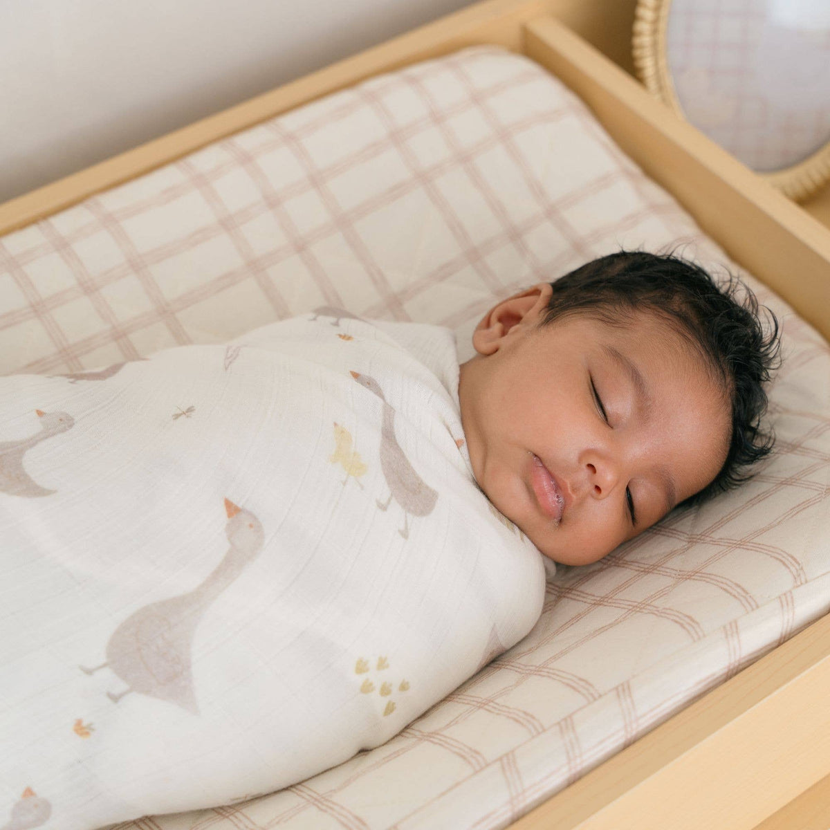 Charlie 2-pc. Farmhouse Goose/Check Swaddle Set