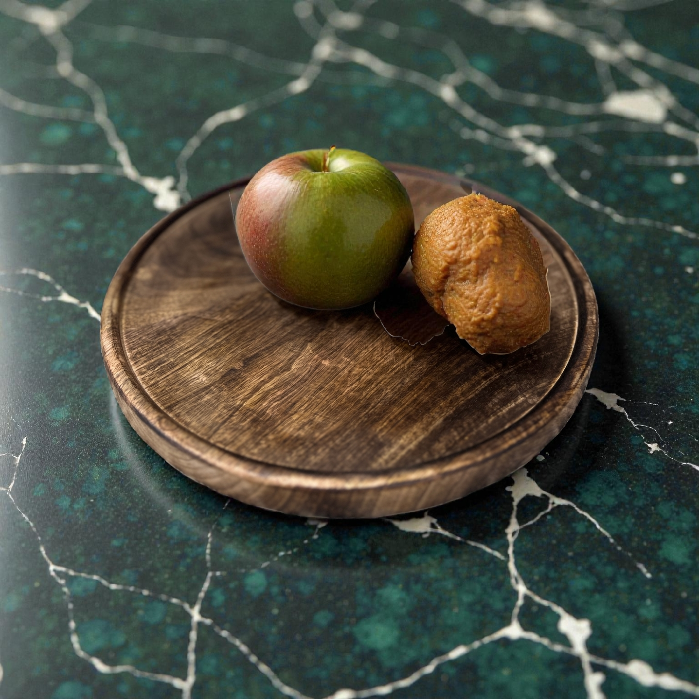 Dark Wood Round Plate 12x12x1in