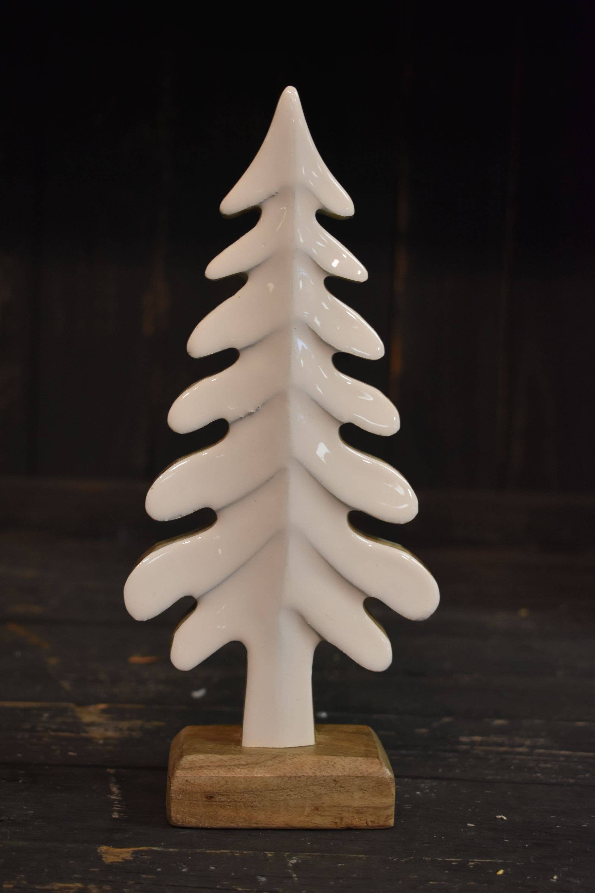 Tall Wooden Tree w/ White Enamel 4.25x2x10in