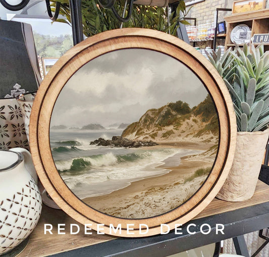 8" Round Seaside Beach Art