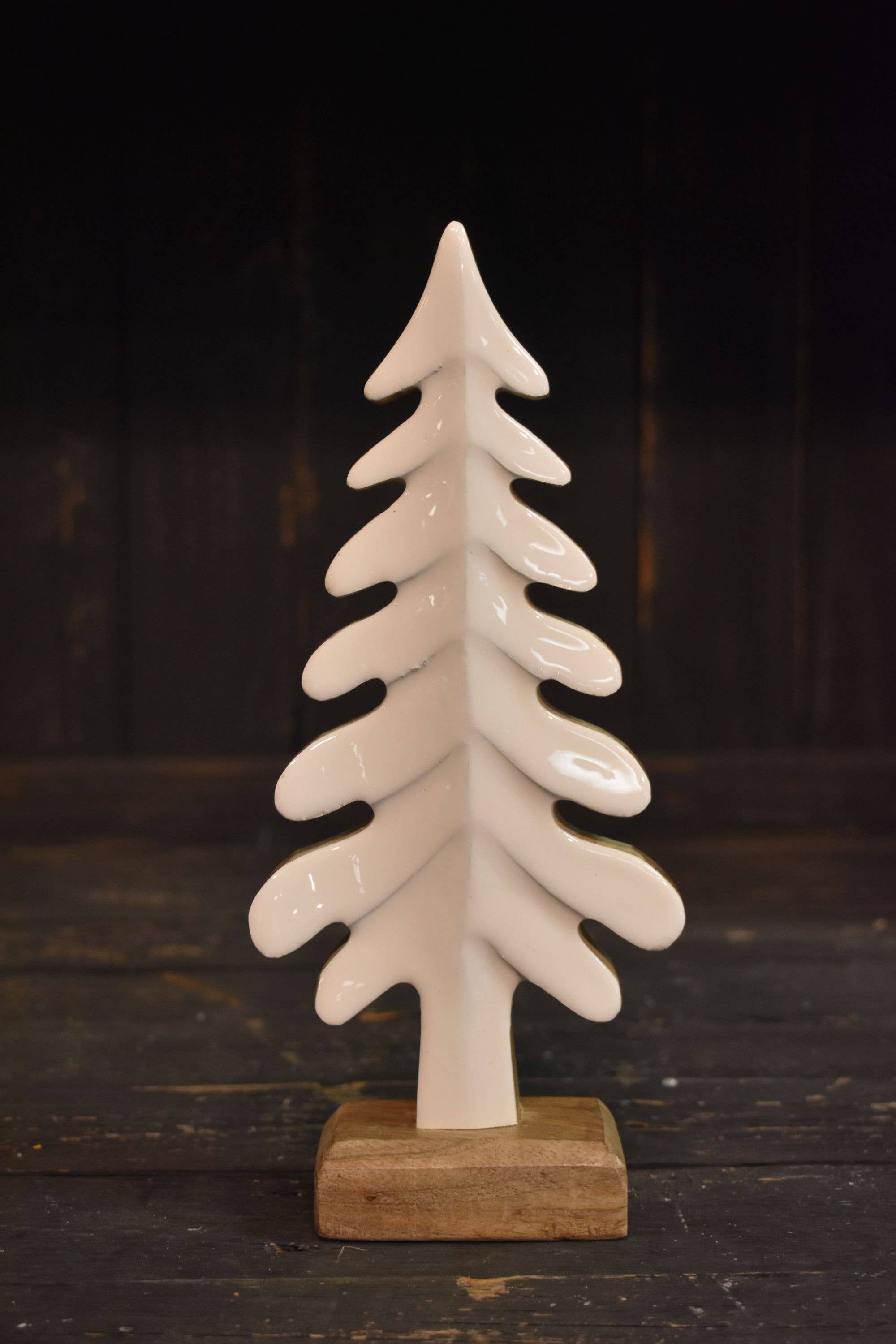 Tall Wooden Tree w/ White Enamel 3.5x2x8in