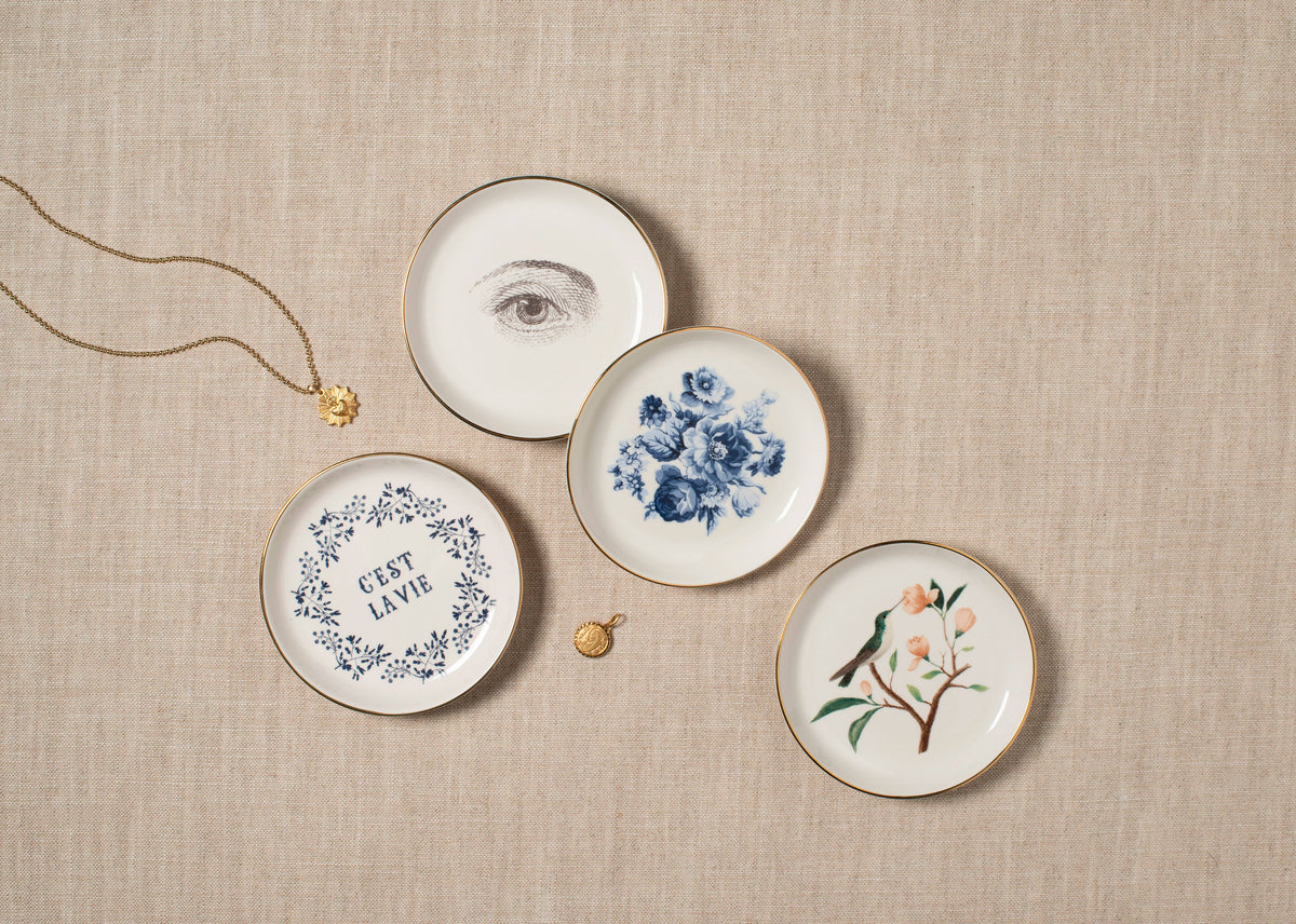 MEM BLUE BOUQUET MEMENTO SMALL ROUND TRAY