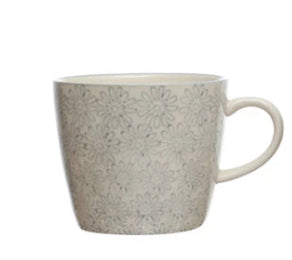 10 oz. Hand-Stamped Stoneware Mug w/ Pattern, 4 Styles